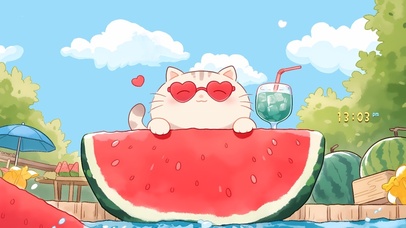 可爱的西瓜猫咪