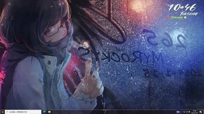 围巾女孩窗外的雨