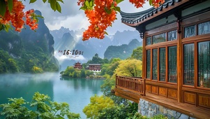 秋季枫林湖畔