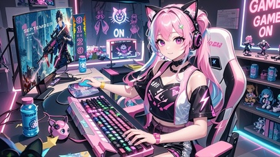 粉色可爱电竞少女