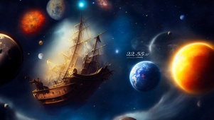 4k 治愈唯美宇宙星河飞船