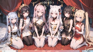 4k国风美少女性感旗袍黑白丝