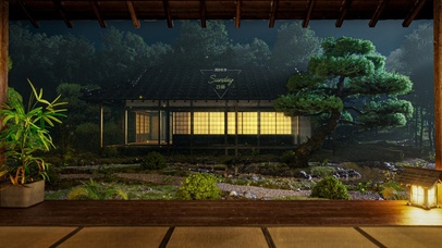 寂静夜晚庭院