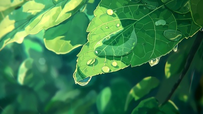露珠绿叶