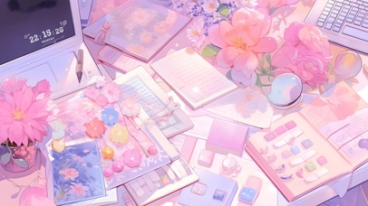 清新治愈粉色桌面