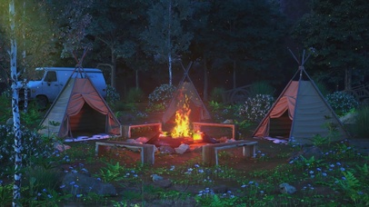 4K夜晚露营野外风光