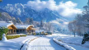 治愈山下村庄道路