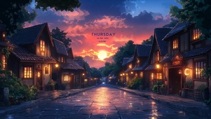 夕阳乡村街道