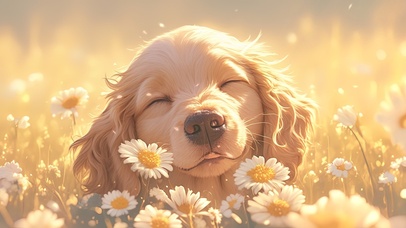 治愈花田呆萌狗狗