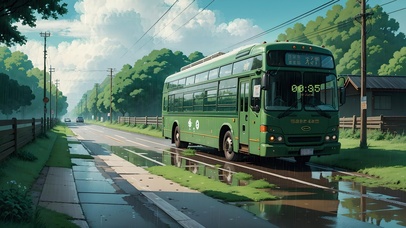 4K唯美治愈夏日雨天动漫车站