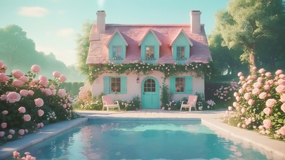 玫瑰泳池小屋