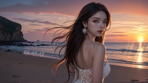 唯美晚霞女生