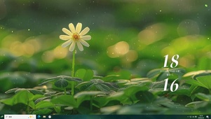 护眼小花朵雨天绿景桌面主题