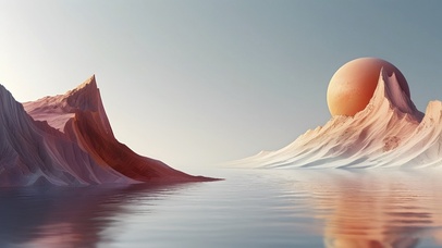 极简主义山水河流湖泊干净