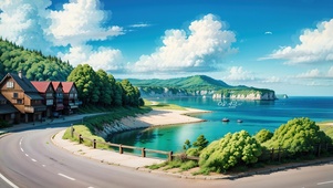 4K唯美治愈春天海景公路