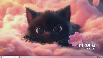 云朵可爱小黑猫咪