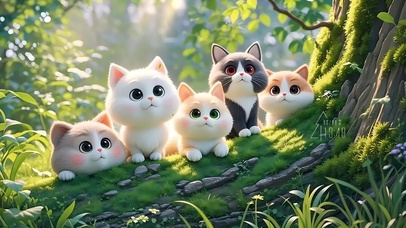 森林可爱小猫咪