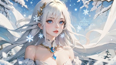 唯美雪森林少女
