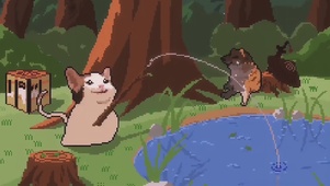 像素风猫咪钓鱼