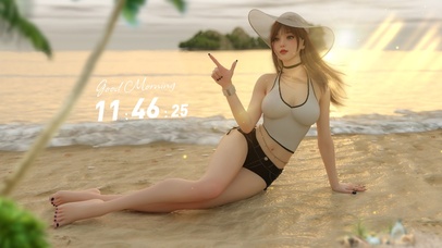 edda晚霞沙滩美女