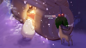 唯美治愈雪夜熊熊小屋