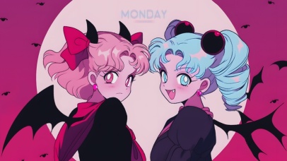 万圣节-粉蓝小恶魔