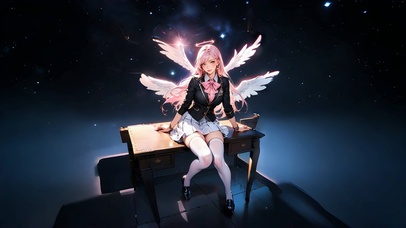 星空下坐着的美女