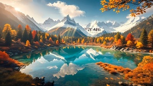 雪山湖泊倒影