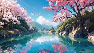 4K 樱花散落的季节-带时间