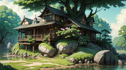 4K唯美治愈护眼森林树屋