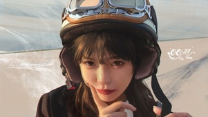 戴头盔的美女