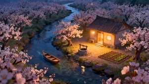 夜泊樱花林人家