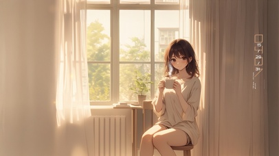 唯美房间咖啡少女