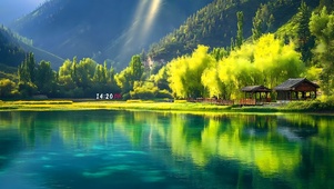 春天绿色湖泊