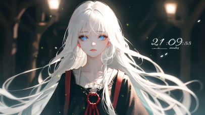 唯美夜灯白发少女