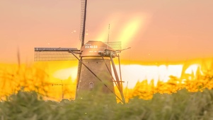 4K 夕阳风车岛