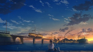 一人一猫一海边