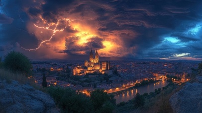 暴风雨下的古堡