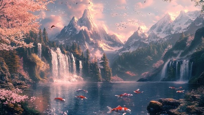 深山许愿池里的锦鲤