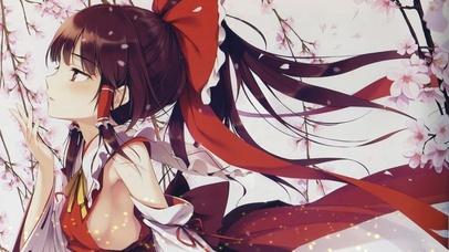 东方博丽灵梦樱花飘落古风美女