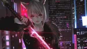 炫酷赛博朋克剑士少女