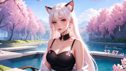 樱花下美女