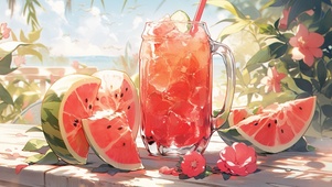 清凉一夏夏日冰饮西瓜汁