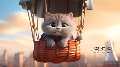 热气球上的可爱猫咪