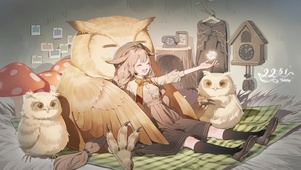 可爱少女猫头鹰一家