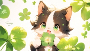 四叶草可爱猫咪