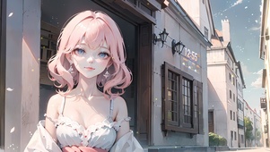 唯美午后粉发少女