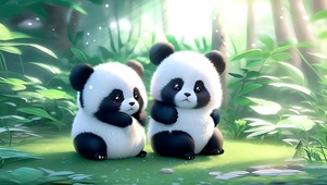 4K有氧竹林里的呆萌熊猫