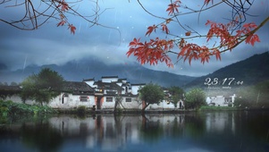 4K雨天画里乡村小镇