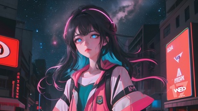 唯美赛博街道少女